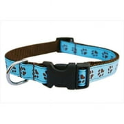 Sassy Dog Wear PUPPY PAWS-BLUE-CHOC.3-C Puppy Paws Dog Collar- Blue & Brown - Medium