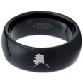 thumbnail image 2 of Tungsten Alaska The Last Frontier State Band Ring 8mm Men Women Comfort Fit Black Dome Polished, 2 of 4