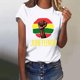 thumbnail image 4 of Tops de Manga Corta para las Mujeres de Ajuste Suelto, Día de la Independencia Negro Impreso, Cuello Redondo Suelto Superior, 4 of 4