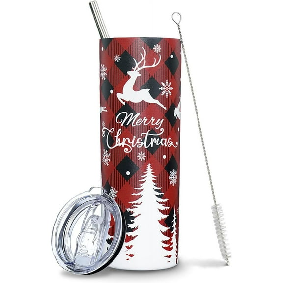 Christmas Tumbler with Lid and Straw, Christmas Themed Gifts for Teens, Friends, Women, Granddaughter- Christmas Sippy Cup/Coffee Travel Mug/Vacation Tumbler/Coffee Mugs, Holiday Christmas Tumblers