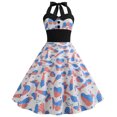 thumbnail image 2 of Moda Casual Verano Sin mangas Vestido estampado Cuello halter Botón Vestido de mujer Vestidos cortos Fridja  bnh846, 2 of 4