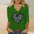 thumbnail image 2 of Summer Spring Tops for Women Fashion St. Patrick's Day Printed 3/4 Sleeve Tops V-Neck Tops Blouse Casual Blouse Green XXXXL, 2 of 6