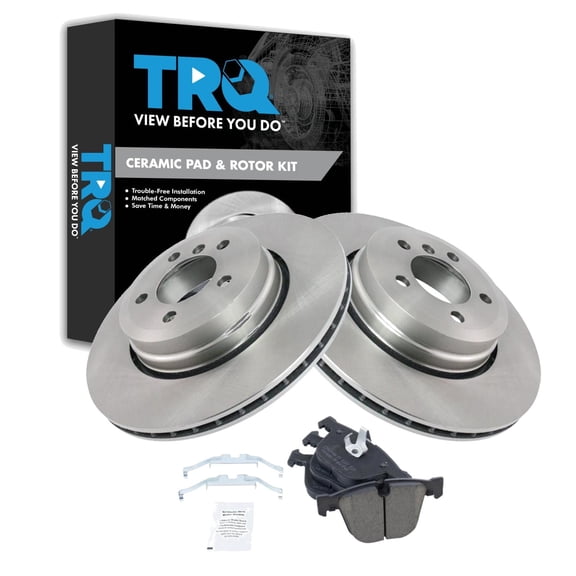 TRQ Rear Brake Pad and Rotor Set Ceramic Fits 2006-2008 BMW 750i 750Li 760Li 2005-2006 760i