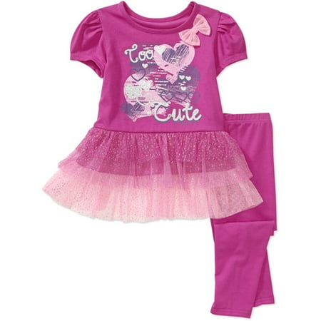 George Baby Girls' 2-Piece Tulle Skirt Tunic and Legging Set