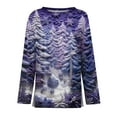 thumbnail image 4 of Christmas Shirts for Women Long Sleeve Snowman Christmas Tree Print Blouses Crew Neck Cute Xmas Funny T-Shirts Tops Purple M, 4 of 5