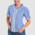 thumbnail image 3 of Oktoberfest Dirndl Blouse Women 2025 Plaid Short Sleeve Button Down Dirndl Shirt Oktoberfest Top Traditional Outfit, 3 of 5