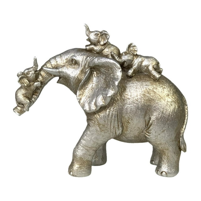 Estatua de elefante, regalo, centro de mesa, decoración de escritorio para gabinete, dormitorio, hogar. Estilo A Plata