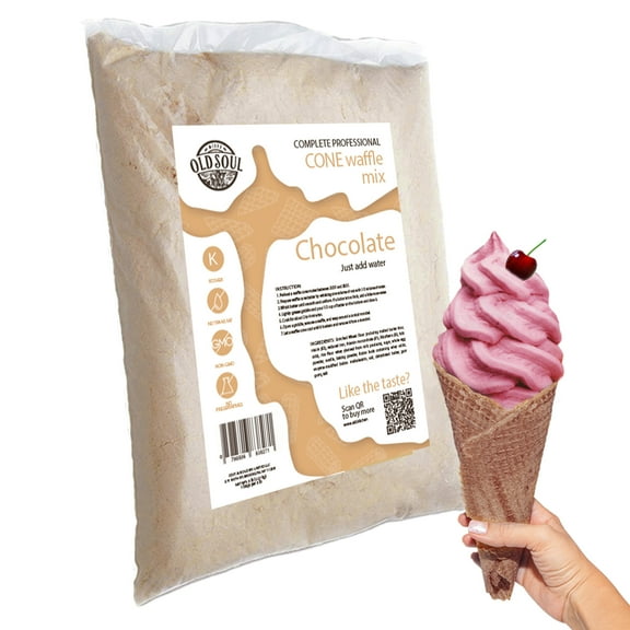 OldSoul Cone Waffle Mix | Chocolate Flavour | Batter Mix | Soy & Nut Free | 5 lbs | 112 Ice Cream Cones