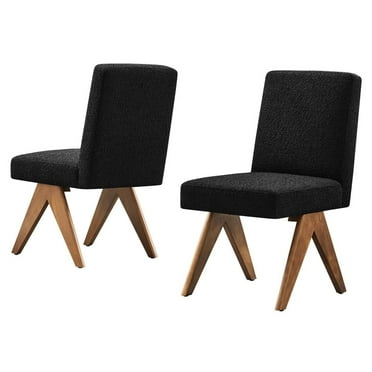 Side Dining Chair, Set of 2, Black, Fabric, Wood, Kitchen Cafe Bistro Hospitality Restaurant, Modern Contemporary HB36191
