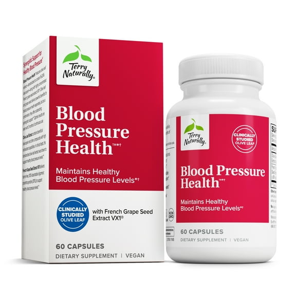 Terry Naturally Blood Pressure Health - 60 Vegan Capsules - Promotes Healthy Circulation & Blood Pressure Levels, Supports Smooth, Flexible Arteries - Non-GMO, Gluten-Free - 60 Servings