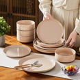 thumbnail image 6 of Malacasa 12 Pcs Dinnerware Sets for 4, Plates and Bowls Set, Stoneware Tableware Dishwasher Microwave Safe, Pink, 6 of 12