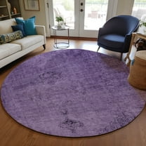 Addison Rugs Chantille Indoor/Outdoor Traditional Oriental Purple Washable Round Rug, 8' x 8'