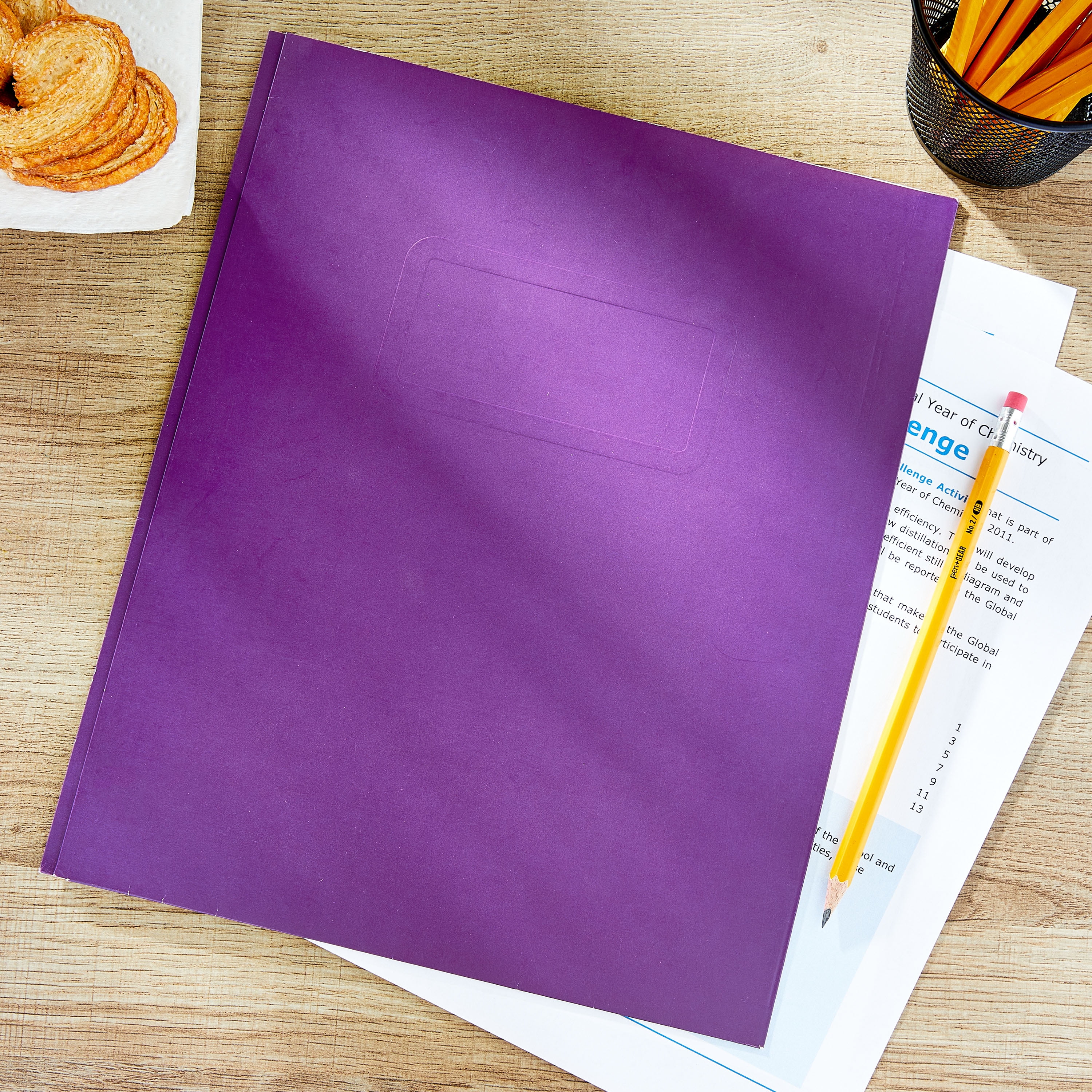 Pen+Gear Letter Size 3-Prong Paper Folder, Purple