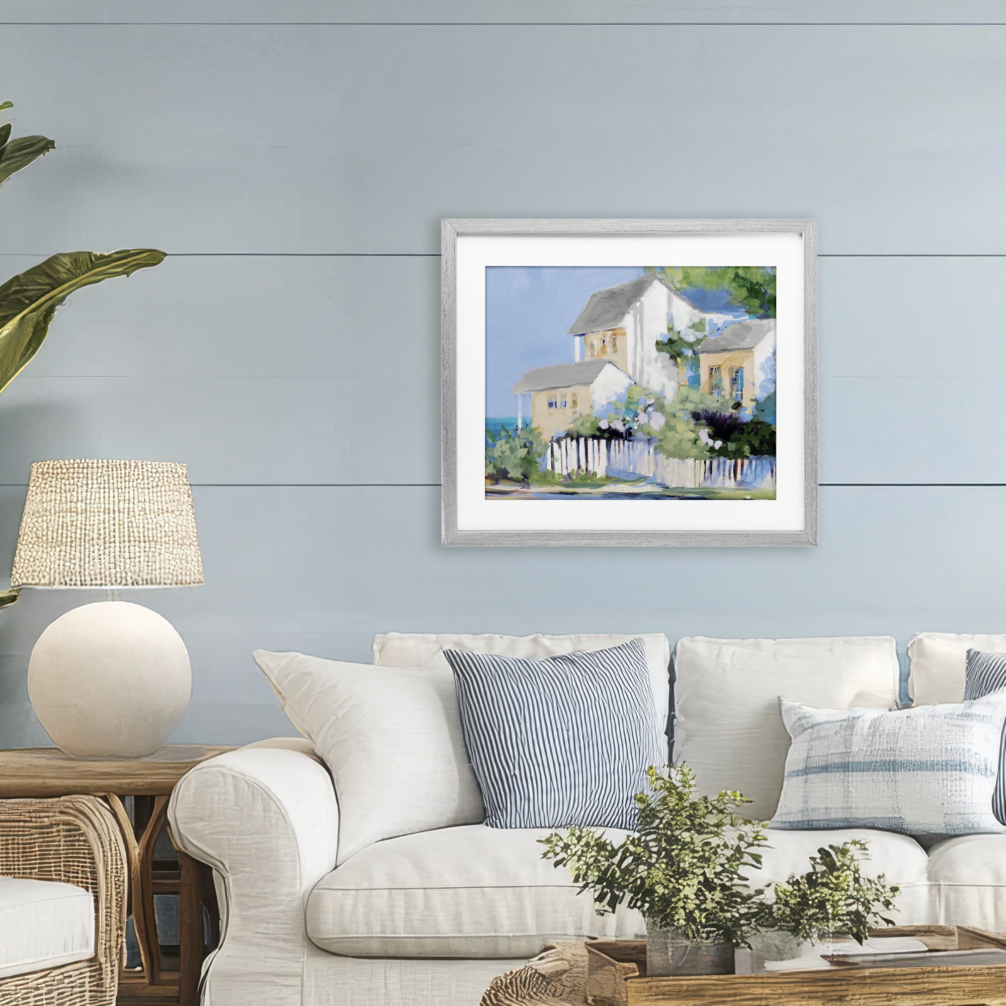 Stupell Industries Living by the Water Cottage Gray Framed Print Under Glass, design by Jane Slivka