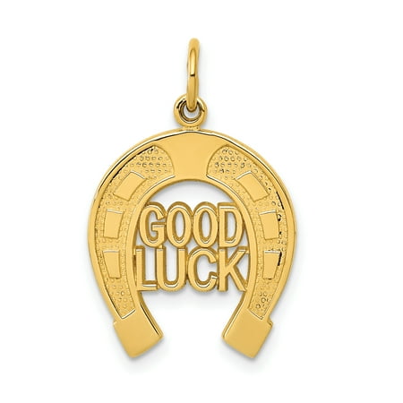 Horseshoe Italian Charm - 14k Yellow Gold Horseshoe Good Luck Pendant Charm Necklace Italian Horn For Women