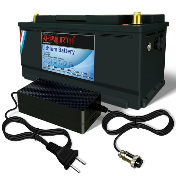 KEPWORTH LiFePO4 Battery 12V 120Ah Lithium Batteries with BMS, Grade A LiFePO4 Cells, Over 4000+ Deep Cycle, Rechargeable Lithium Iron Phosphate Battery for Solar, Boat, Golf Cart