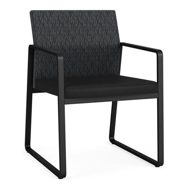 Gansett Reception Waiting Guest Chair / Black Steel / Dark Gray / Black