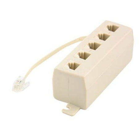 - Wideskall® 5 Outlets Telephone Jack 4 Conductor Modular (Ivory)