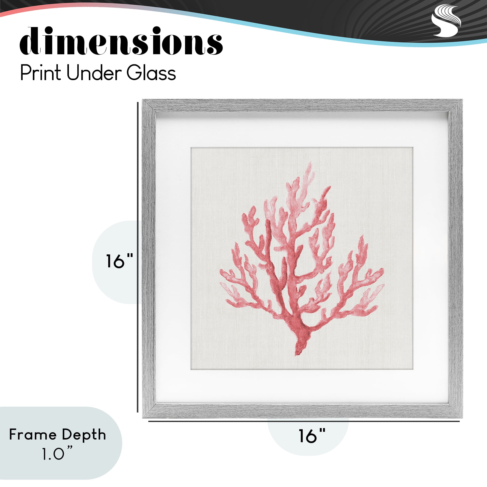 Stupell Industries Muted Pink Coral Branch Gray Framed Print Under Glass, design by Janet Tava
