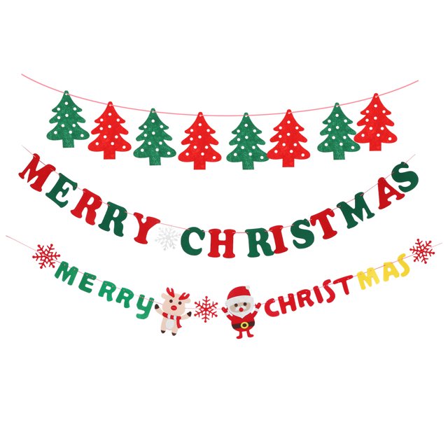 3 unids Navidad Banners decorativos banners creativos banners de telón de fondo banderas de cadena