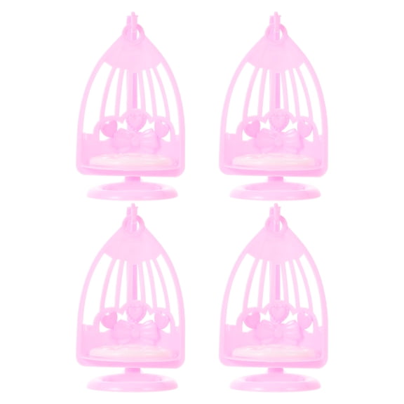 Luxshiny 4Pcs Miniature Swing Chair Pink Plastic For Dollhouse And Mini Garden