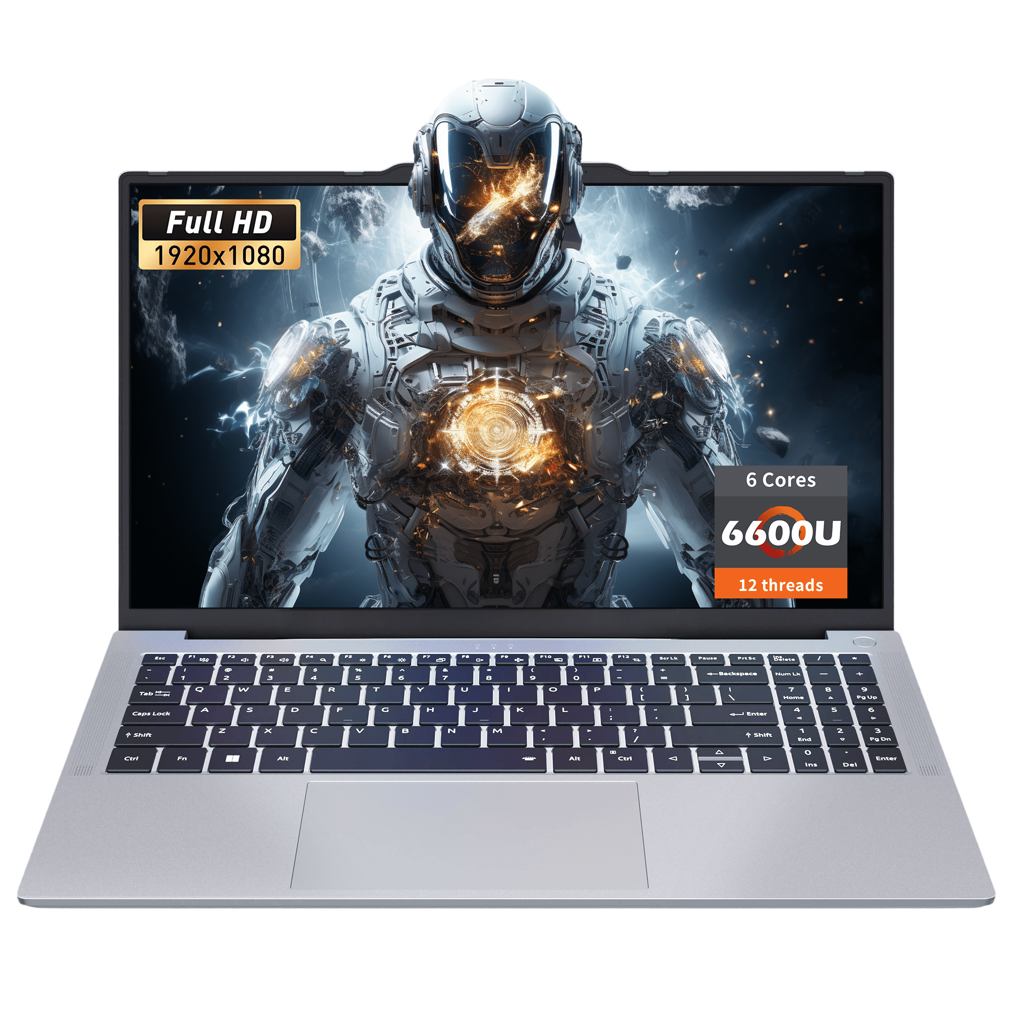 Auusda 15.6" Laptop Computer, AMD Ryzen 5 6600U, 12GB LPDDR5 RAM 1TB NVMe SSD, Windows 11 Pro Business Laptop, Backlight Keyboard, Face Unlock, Silver