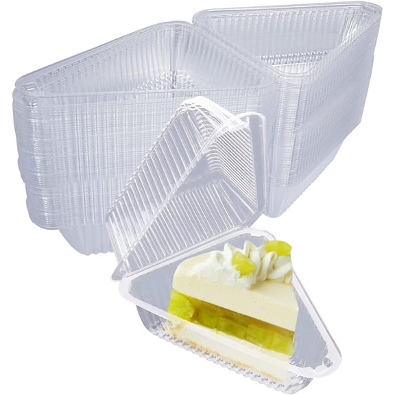 Scheam 100 Pcs Transparent Cake Slice Containers Plastic Containers Out Tray, 5 Inches Clear Plastic Take out Containers for Dessert, Cakes, Cookies, Salads, Pasta, Sandwiches