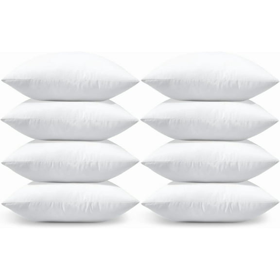Pack of 8 Throw Pillow Inserts, 20 x 20 Square Cushion Inner Soft Fluffy Plump Stuffer Cushion Pads White Decorative Pillow Inserts