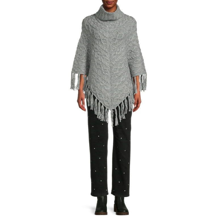 Time and Tru Women's Cable Knit Poncho