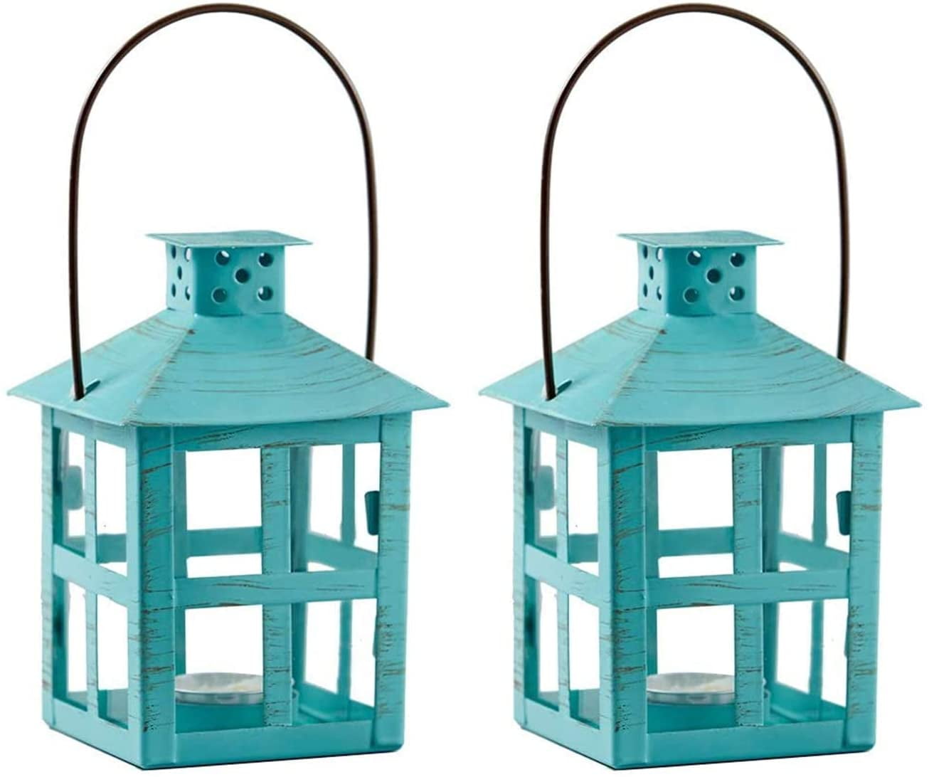 Kate Aspen Mini Decorative Lanterns Set of 2 Vintage Metal Lantern