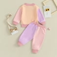 thumbnail image 4 of Kids Sweatsuit Color Block Long Sleeve Top Pants Casual Daily Wear Play Outfit for Toddler Boys Girls Red 6 Months-12 Months, 4 of 6