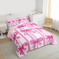 thumbnail image 4 of Homewish Ribbon Bow Tie Bedding Comforter Set,Girls Kawaii Bowknot Twin Comforter Sets,Hotpink White Bedding Set For Kids,Breathable Home Decor Reversible,2pcs, 4 of 9