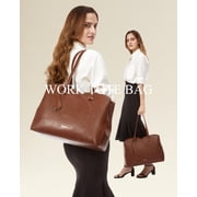 LOVEVOOK Laptop Tote Bag for Women, Work Bags Laptop Bag Teacher Tote Bag, Leather Computer Bag Large Purses Handbag Professional Briefcase, Black, Fits 15.6 Inch Laptop, Black