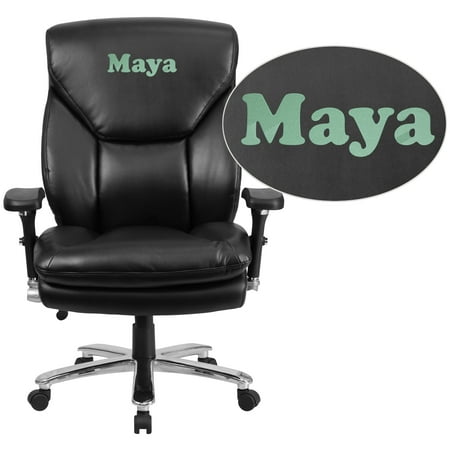 Flash Furniture Personalized HERCULES Series 24/7 Intensive Use Big & Tall 400 lb. Rated Black LeatherSoft Ergonomic Office Chair-Lumbar
