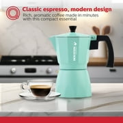Holstein Housewares 6-Cup Aluminum Espresso Maker-Greca, Mint - Great Tasting Traditional Espresso Coffee in Minutes