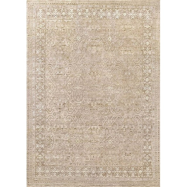 Ahgly Company Indoor Rectangle Mid-Century Modern Desert Sand Beige Oriental Area Rugs, 7' x 10'