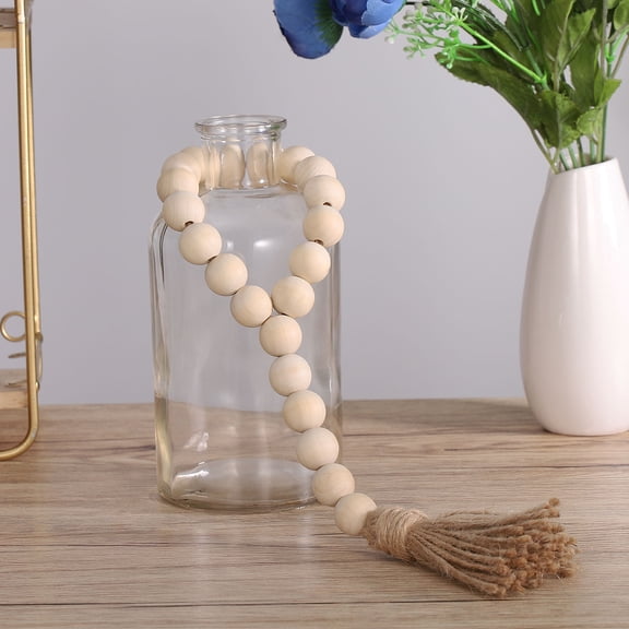 Supvox 3-Pack Neutral Beige Wood Bead Garland Strings for Rustic Farmhouse Home Decor, Wall Hanging, and Decorative Accents