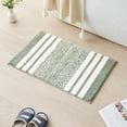 thumbnail image 1 of Bath mats for Bathroom Non Slip, Fluffy Absorbent Microfiber Bath mat Washable, Aesthetic Bathroom Rugs, Small Sage Green Striped Bath mat, Sage Green, 24" x 16", 1 of 8