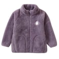 thumbnail image 5 of 3-4 Years Toddler Childrens Warm Jacket Boys And Girls Simple And Plush Jacket Zipper Cardigan School Purple Sweatshirt, 5 of 5