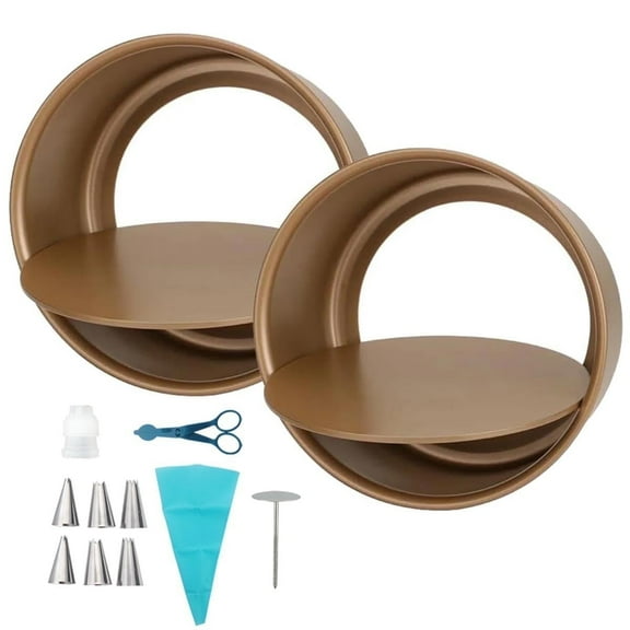 Bakdcore 8 In Round Cake Pan, 2 Pieces Cake Pan for Baking, Nonstick Round Cake Pan with Removable Bottom, Huty Duty & Dishwasher Safe, Gold