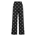 thumbnail image 3 of Olyvenn Women's Lounge Pants, Straight-Leg Loose Pajama Pants for Women Polka Dot Flowy Wide Leg Palazzo Trousers with Pockets Black 6, 3 of 4