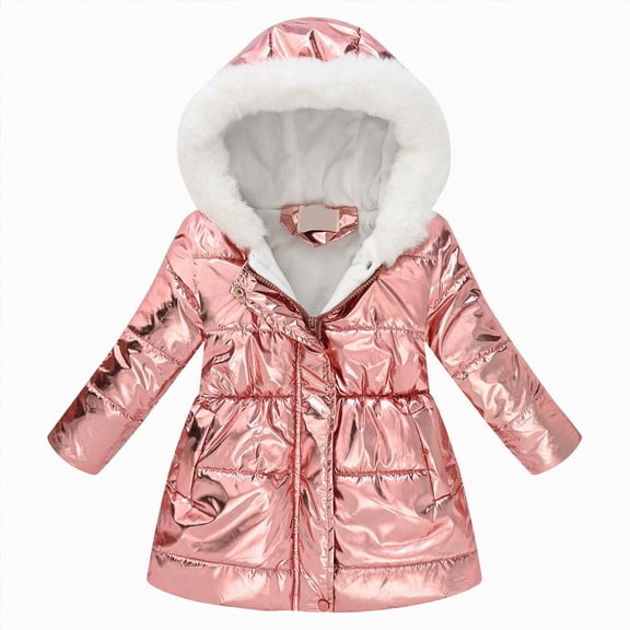 Xyant Girls Winter Coat Jacket with Hooded Long Puffer Jacket Flower Print Warm Outdoor Coats for Kids (Pink,9-10 Years)