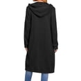 thumbnail image 4 of bbyeadc Black Long Hoodies for Women Oversized Zip Up Hoodie Women Casual Lightweight Long Tunic Sweatshirts Fashion Fleece Jacket Hooded Cardigan with Pockets, Black M, 4 of 7