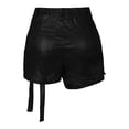 thumbnail image 3 of QHFBli Women's High Waisted Metallic Faux Leather Wrap Mini Skirt Shorts Plus Size Cargo Skort, 3 of 4