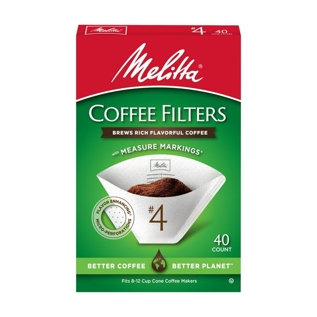 Filtros de café Melitta #4 Cone White, paquete de 40