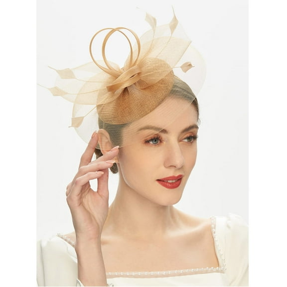 Gold Tea Party Fascinator Kentuckys Derbys Hat Pillbox Headband For