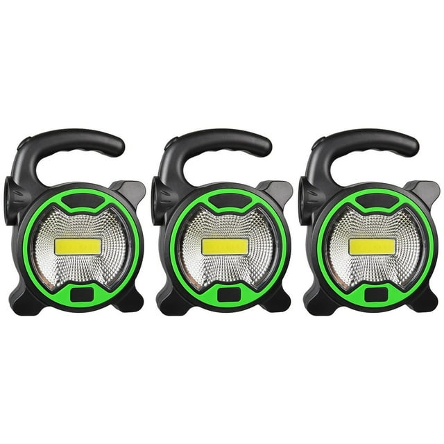 3X Lámpara de Trabajo Portátil Linterna LED Proyector de Emergencia Una Prueba de Agua Reflector Recargable para Senderismo Al Aire Libre Camping, Verde