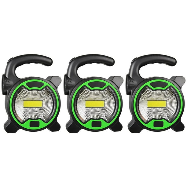 3X Lámpara de Trabajo Portátil Linterna LED Proyector de Emergencia Una Prueba de Agua Reflector Recargable para Senderismo Al Aire Libre Camping, Verde