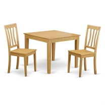 East West Furniture Oxford 3-piece Wood Dining Set with Square Table in Oak