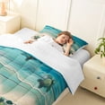 thumbnail image 3 of jejeloiu Watercolor Sea Turtle Twin Comforter Sets,Beach Starfish Print Bedding Set For Boys,Blue White,2-Piece,1 Comforter and 1 Pillowcase, 3 of 7